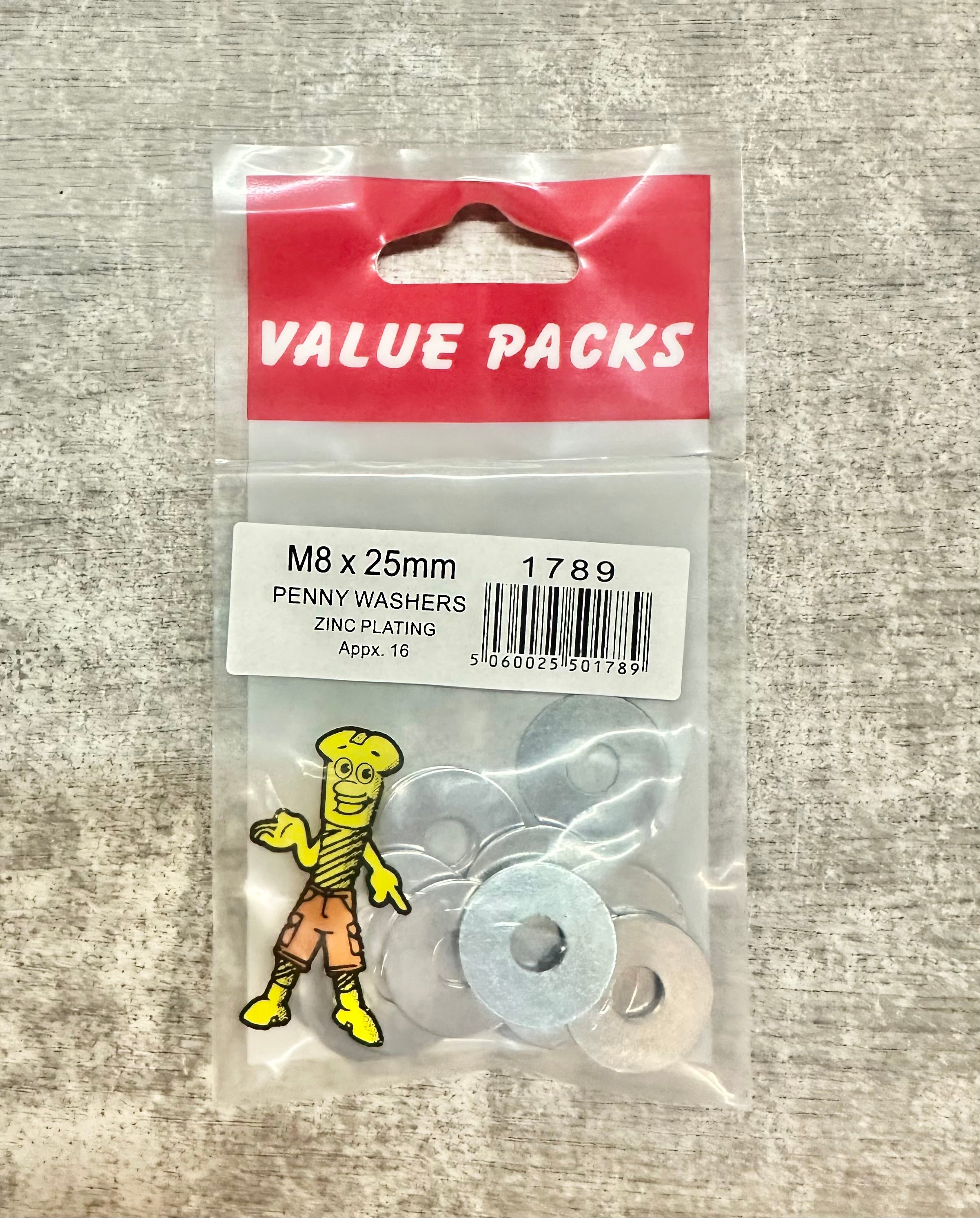 Zinc Plated Penny Washer M8 x 25mm Zinc Plated Penny Washer M8 x 25mm